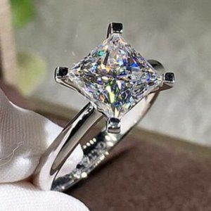 *NEW 2ct Princess Cut Solitaire Diamond Ring